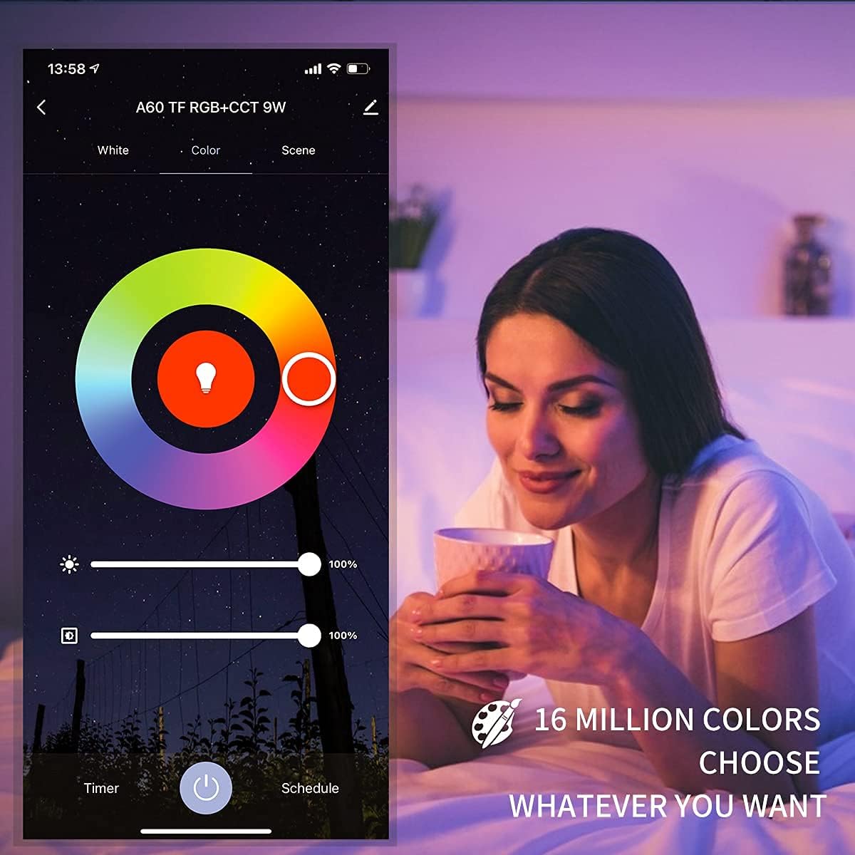 Smart Light Bulbs WiFi Light Bulb, Dimmable Led Light, 2.4GHz Only, E27 A60 9W Light Bulb
