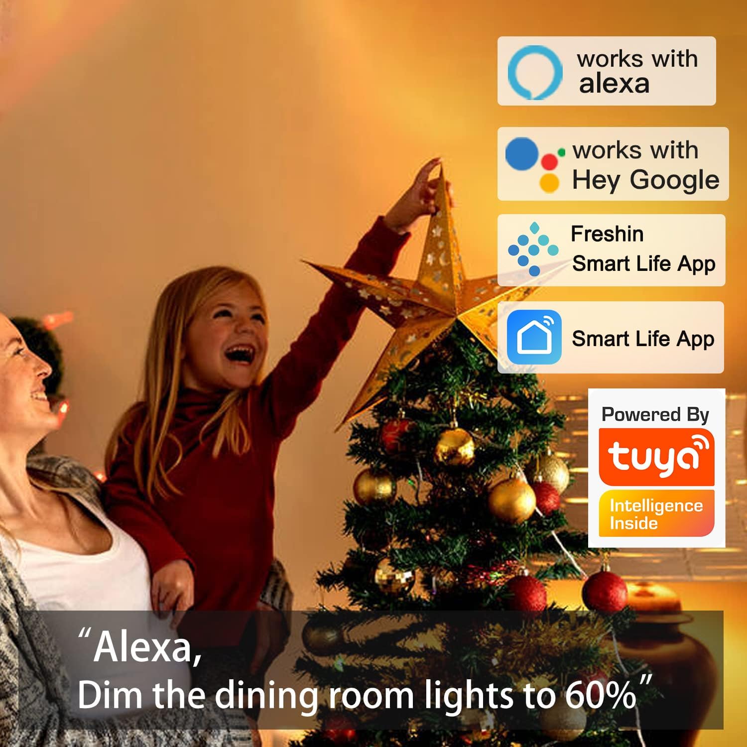 Smart Light Bulbs WiFi Light Bulb, Dimmable Led Light, 2.4GHz Only, E27 A60 9W Light Bulb
