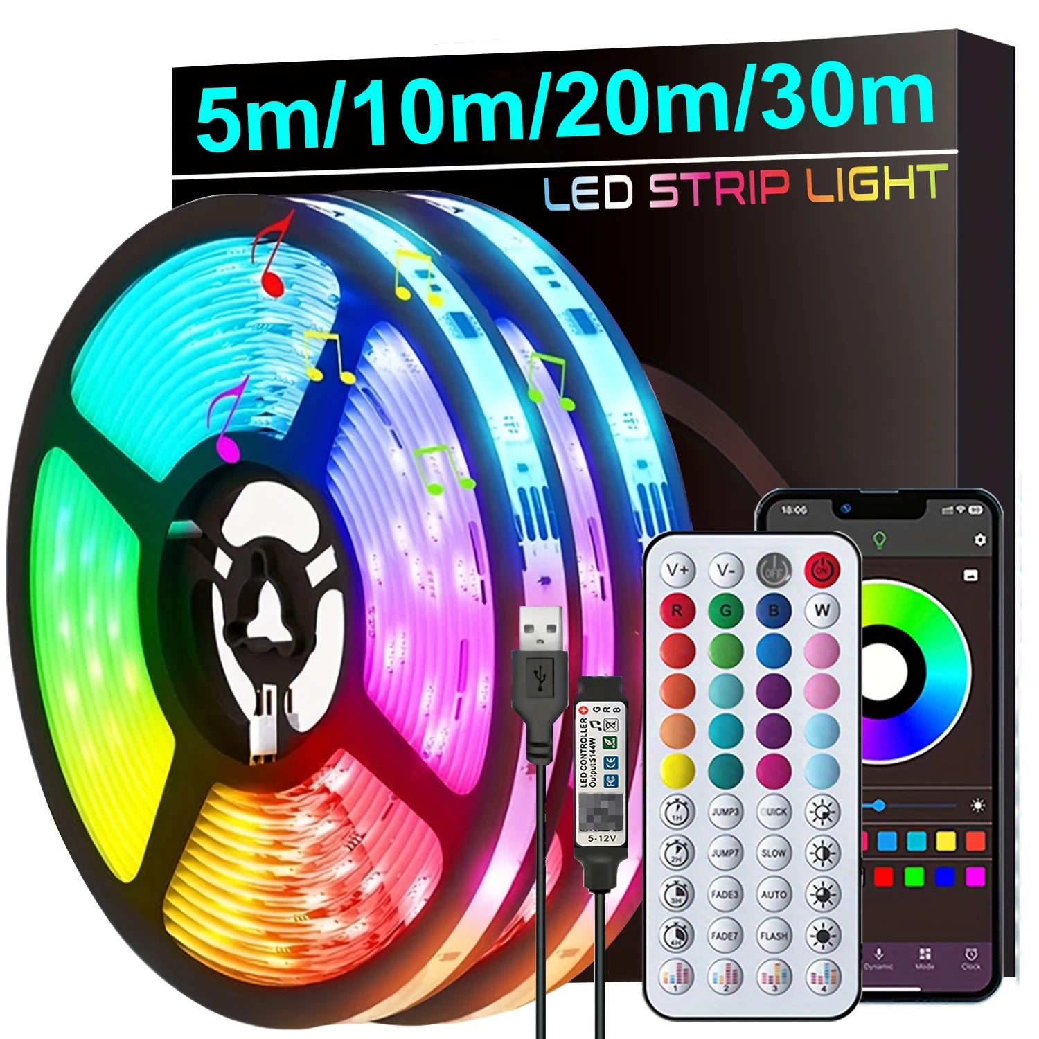 LED Strip lights Music sync, App Controlled, Easy setup