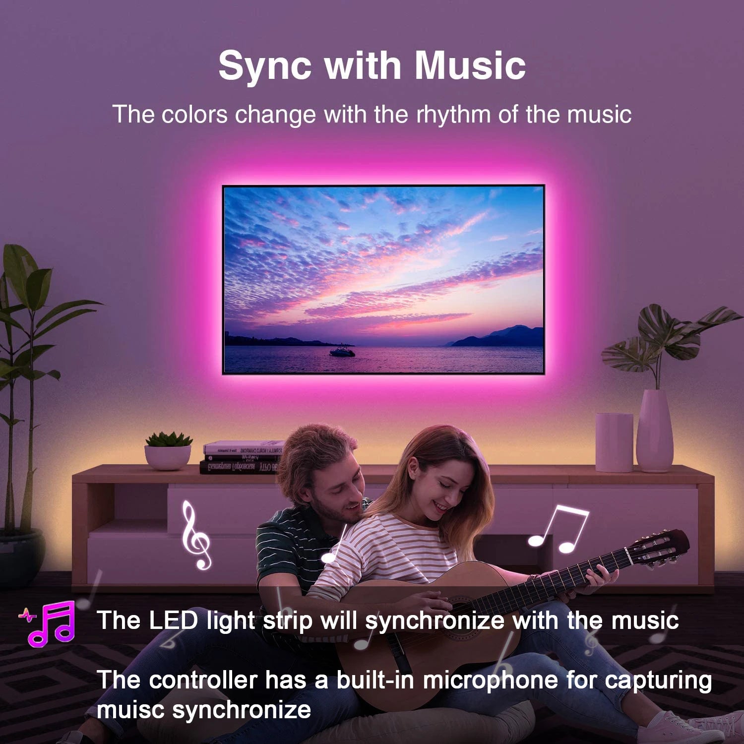 LED Strip lights Music sync, App Controlled, Easy setup